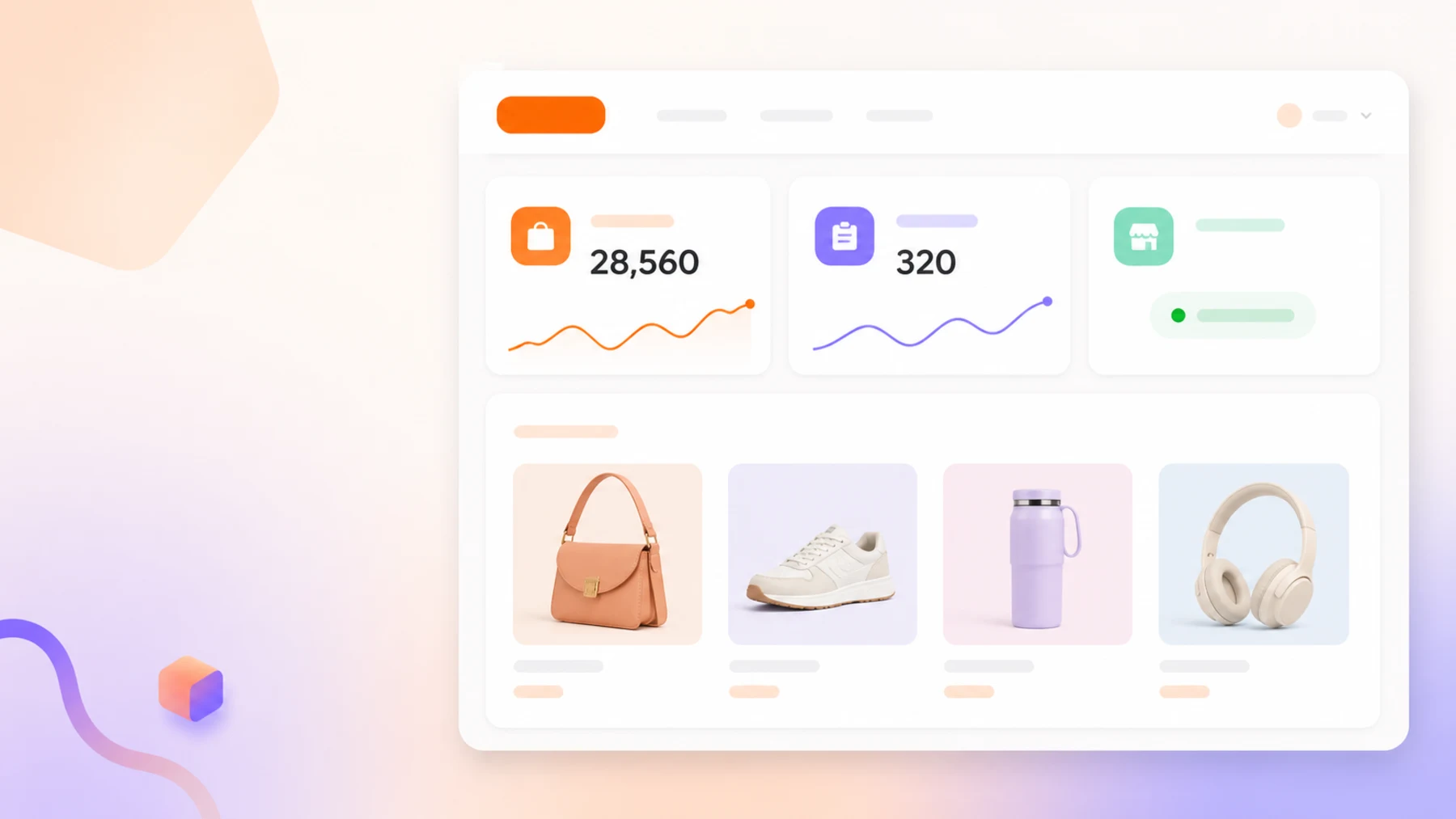 A unified commerce workspace connecting multiple online stores, products, orders, and performance data